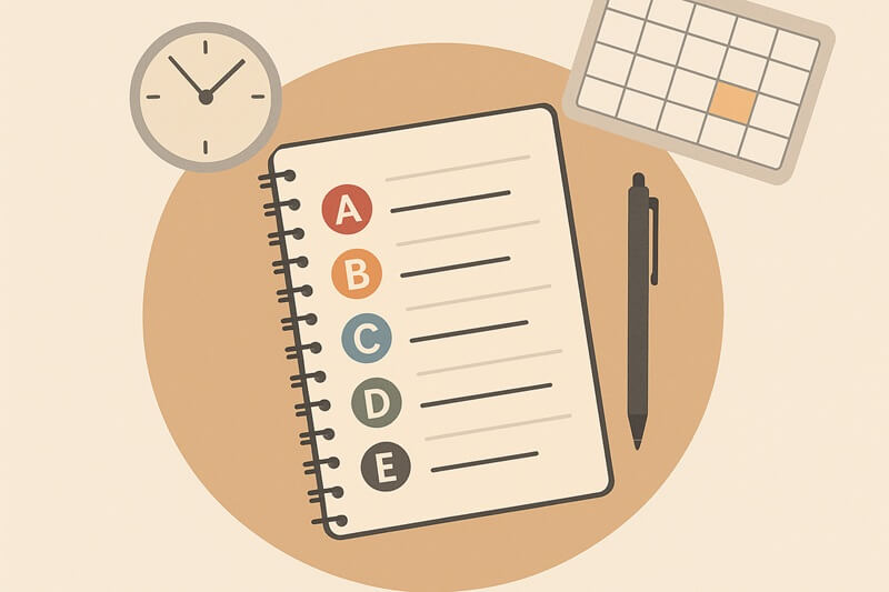 Блокнот со списком задач по методу ABCDE